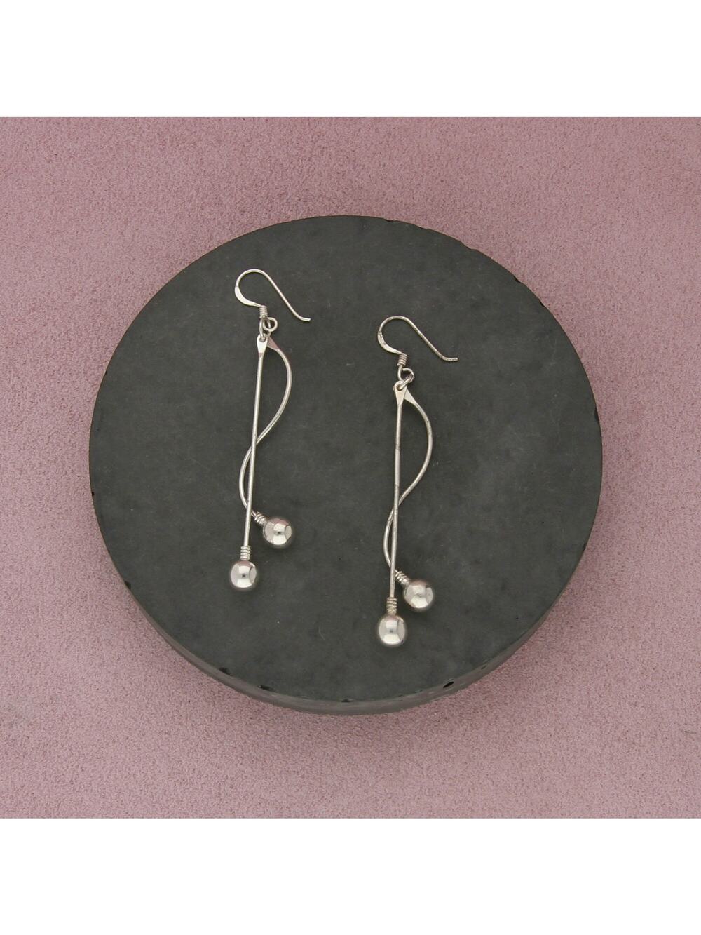 sterling silver vintage bead & bar dangle earrings